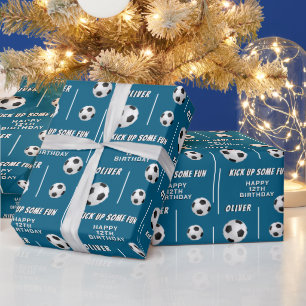 Papel De Presente Bola de Futebol Esportes Festa de Aniversário Infa