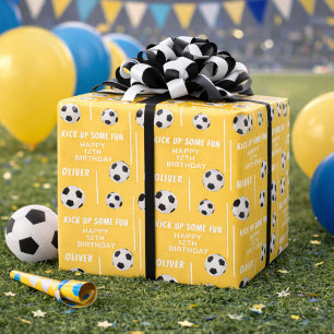 Papel De Presente Bola de Futebol Esportes Festa de Aniversário Infa