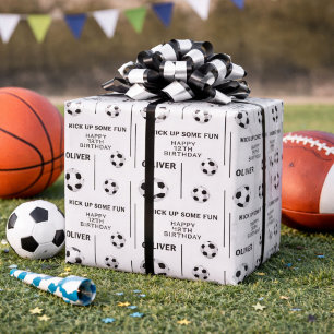 Papel De Presente Bola de Futebol Esportes Festa de Aniversário Infa