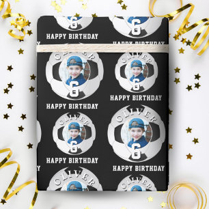 Papel De Presente Bola de Futebol Infantil Feliz Aniversário Idade F