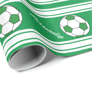 Papel De Presente Bola de futebol listrada verde