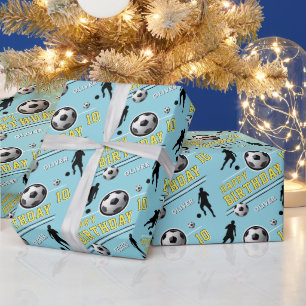 Papel De Presente Bola de Futebol Moderno Jogador de Futebol Anivers