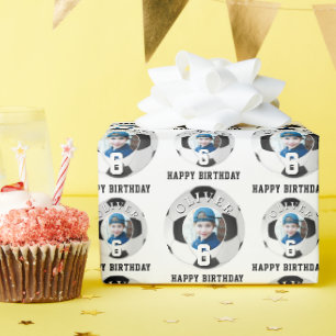 Papel De Presente Bola de Futebol para Crianças Feliz Aniversário Id