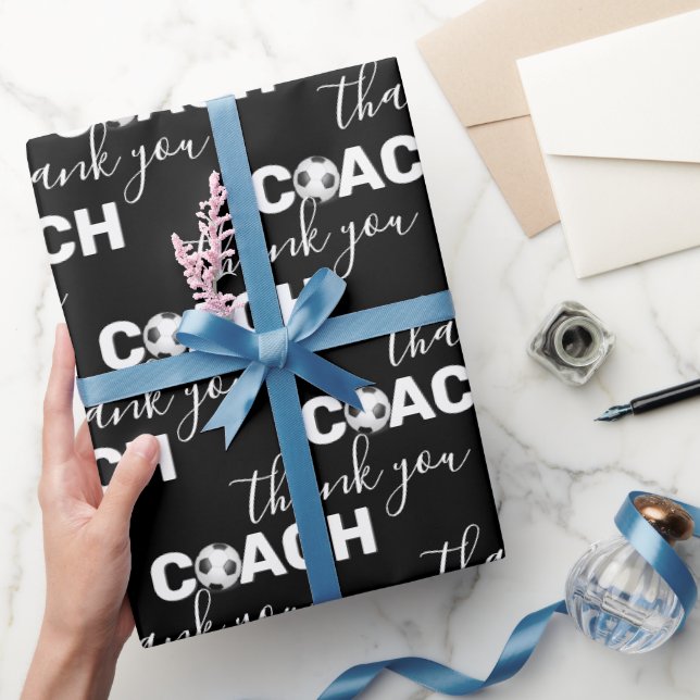 Papel De Presente Bola de futebol - Treinador Obrigado (Presentear)