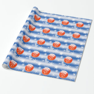 Papel De Presente Bola de Natal Floco de neve vermelho branco azul