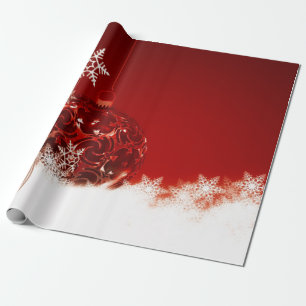 Papel De Presente Bola de Natal Vermelha Elegante, Festa de Snowflek