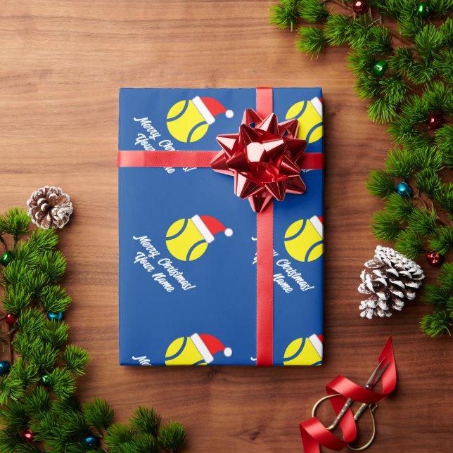 Papel De Presente Bola de tênis com presente de Natal de chapéu de P (Presente de Natal)