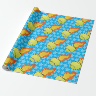 Papel De Presente Bola de Tênis de Flaming Personalizável