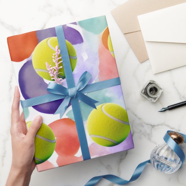 Papel De Presente Bola de tênis em fundo abstrato (Presentear)