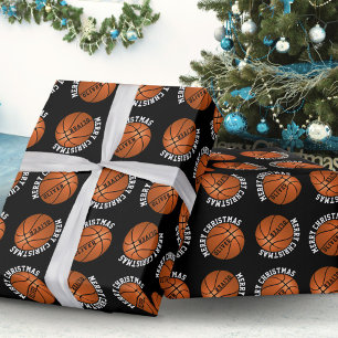 Papel De Presente Bolas de basquete Crianças Nome Natal