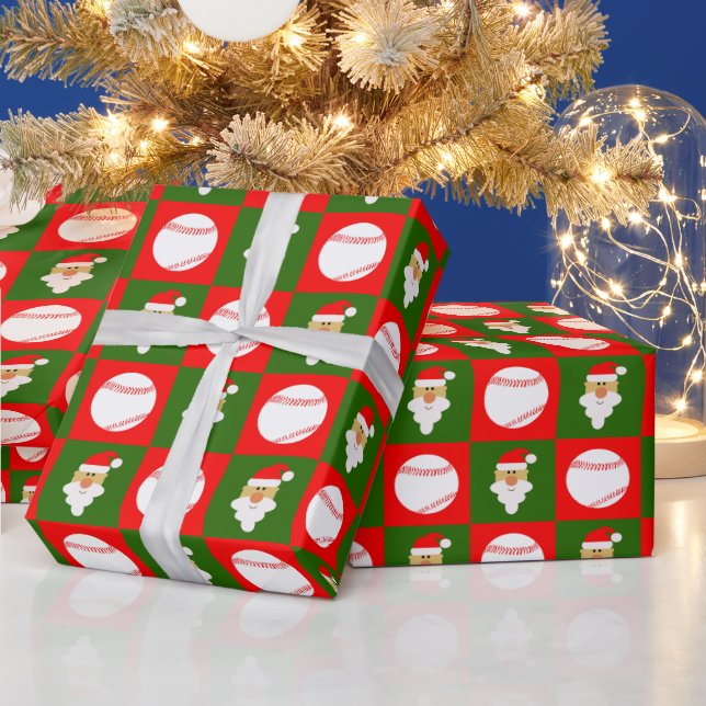 Papel De Presente Bolas de basquetebol e Papais noeis Beisebol no Na (Feriados)