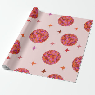 Papel De Presente Bolas de Discoteca Coloridas Groovy com Explosões