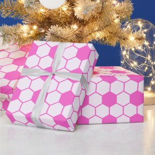 Papel De Presente Bolas de Futebol Cor-de-Rosa Personalizadas
