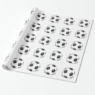 Papel De Presente Bolas De Futebol Em Fundo Branco