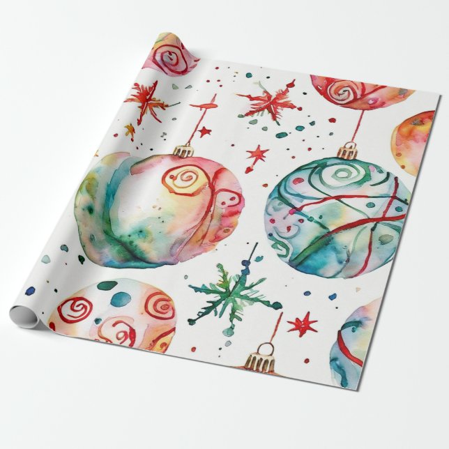Papel De Presente Bolas de Natal de Fosco Azul (Desenrolado)