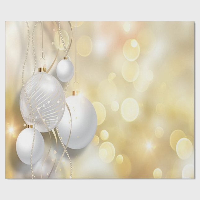 Papel De Presente Bolas de Natal Douradas,Férias (Aberto)