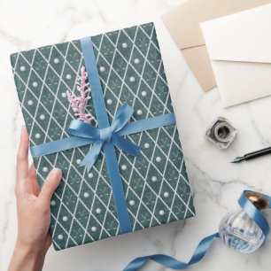 Papel De Presente Bolas e tacos de golfe argyle em verde azul escuro