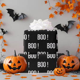 Papel De Presente Bold Black "BOO"! Dia das Bruxas
