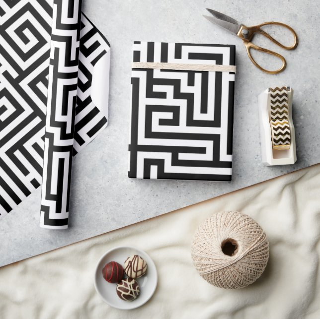 Papel De Presente Bold Black & White Modern Geometric Luxury  (Artesanato)