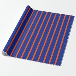 Papel De Presente Bold Blue and Orange Spaced Stripes Vertical