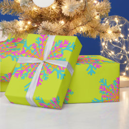 Papel De Presente Bold Bright Colorida Flocos de Neve Modernos Natal