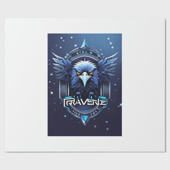 Papel De Presente Bold Eagle Logo Wrapping Paper | Powerful Eagle Pa (Aberto)