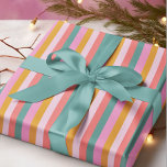 Papel De Presente Bold Modern Christmas Bright Stripe<br><div class="desc">Papel de embrulho de Natal Bold Modern Bright Stripe. Prepare-se para celebrar a temporada em estilo com este maravilhoso e alegre presente de Natal listrado e divertido. Cores de Natal inesperadas — cor-de-rosa,  verde-lacrimejante,  amarelo-ouro e coral para um feriado alegre!</div>
