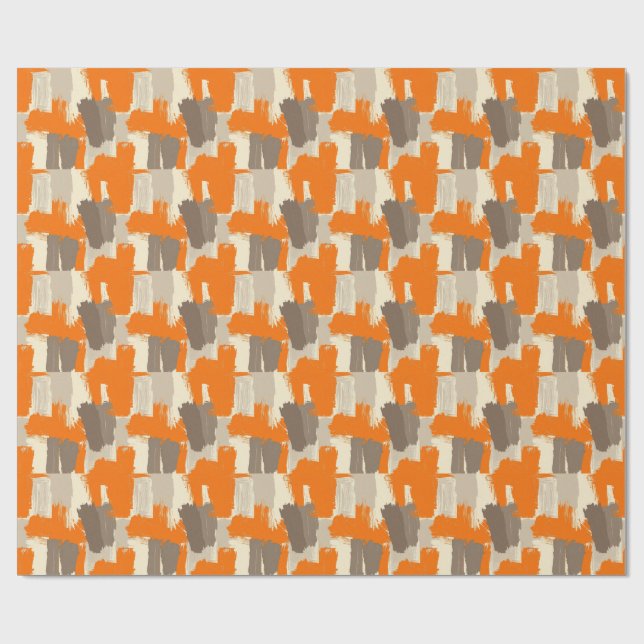 Papel De Presente Bold Orange Artisan Brush Strokes Abstract  (Aberto)