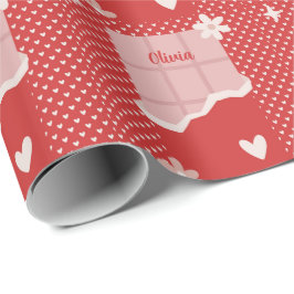 Papel De Presente Bold Red Heart Love Design - Perfeito para Gi Pers