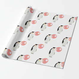 Papel De Presente Bolha Búscula Goma-Bolo Pinguim Soprando Bolha