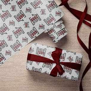 Papel De Presente Bolha de Discurso de Ano da Classe Maroon