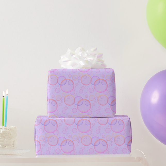 Papel De Presente Bolhas de Arco-Íris em Roxo (Presentes para festas)