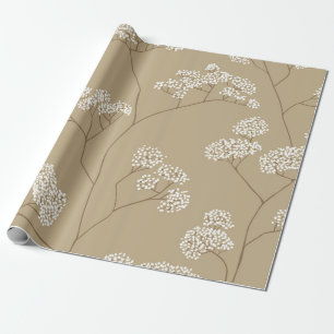 Papel De Presente Bolhas de flores brancas pequenas em cor bege pale