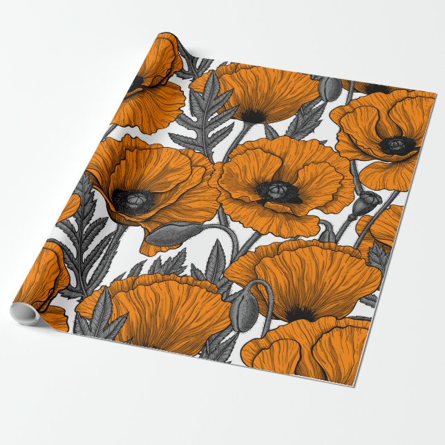 Papel De Presente Bolhas de laranja em branco (Desenrolado)
