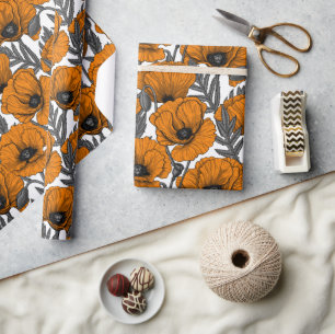 Papel De Presente Bolhas de laranja em branco