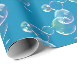Papel De Presente Bolhas De Sabão Azul