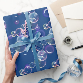 Papel De Presente Bolhas De Sabão Azul