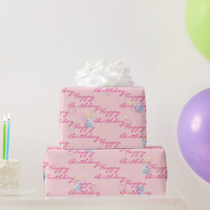 Papel De Presente Bolhas De Sabão De Aniversário A Rosa