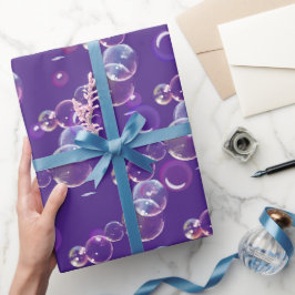 Papel De Presente Bolhas De Sabão Em Roxo