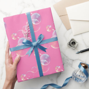 Papel De Presente Bolhas De Sabão Rosa