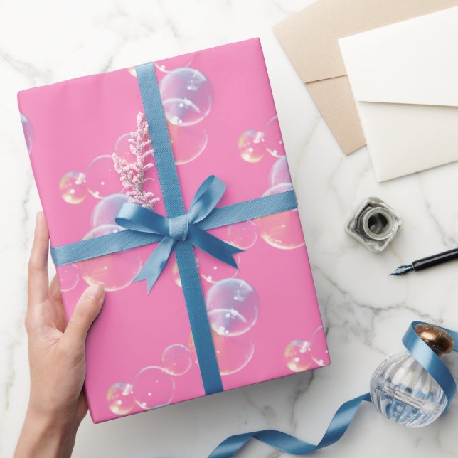 Papel De Presente Bolhas De Sabão Rosa (Presentear)