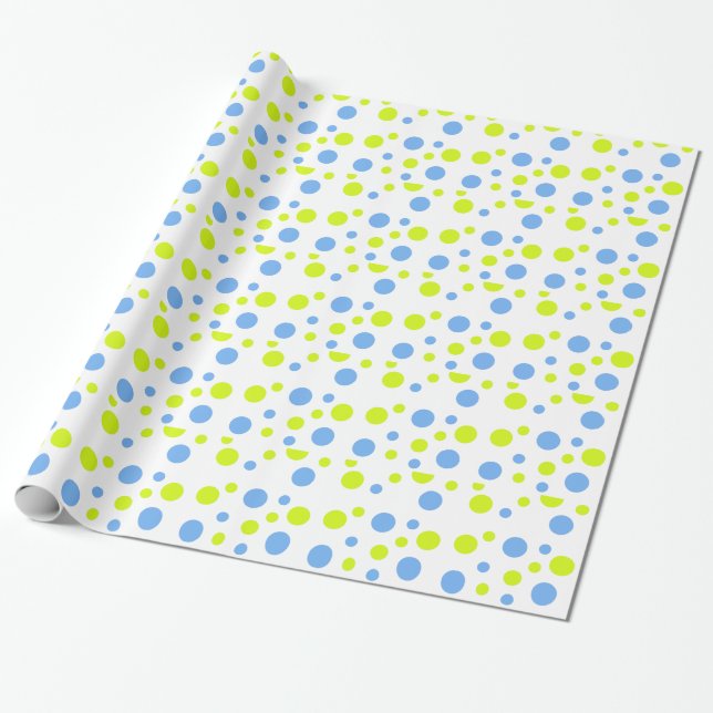 Papel De Presente Bolhas Felizes Funky Amarelo Azul (Desenrolado)