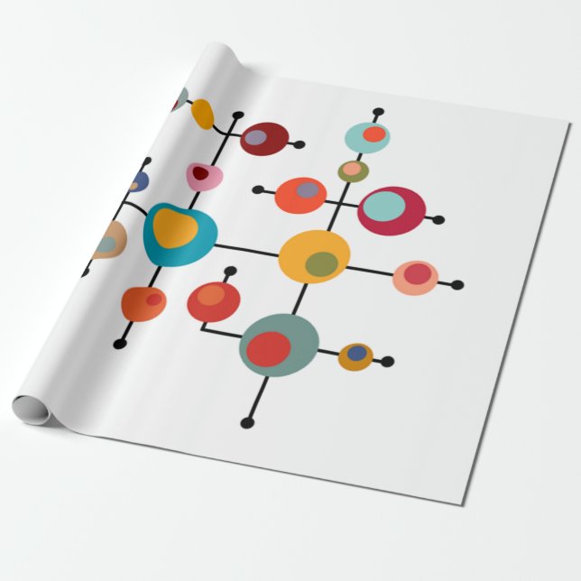 Papel De Presente Bolhas Modernas do Século médio  (Desenrolado)