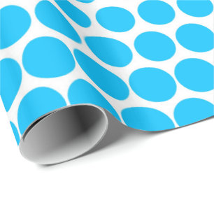 Papel De Presente Bolinhas Azul Branco Moderno