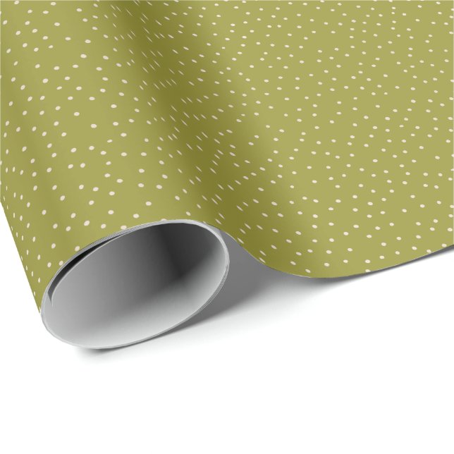 Papel De Presente Bolinhas branca verde e quente, desnaturada (Ponta do rolo)