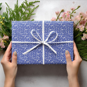 Papel De Presente Bolinhas brancas aleatórias de tamanho azul violet
