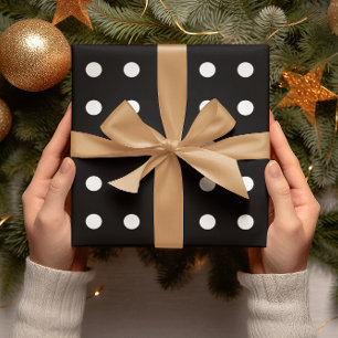 Papel De Presente Bolinhas brancas e pretas