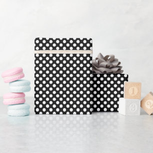 Papel De Presente Bolinhas brancas e pretas