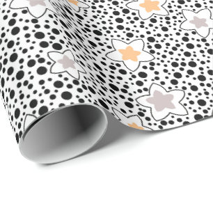 Papel De Presente Bolinhas brancas e pretas retrorreflectoras com es