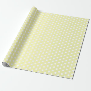 Papel De Presente Bolinhas brancas e Satin amarelo pálido